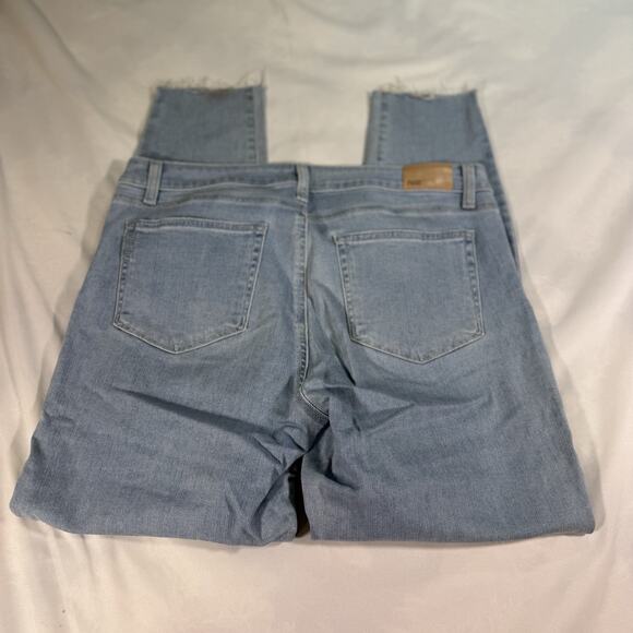 PAIGE Straight Distressed Denim light Blue Jeans 32 Stretch - Picture 6 of 7